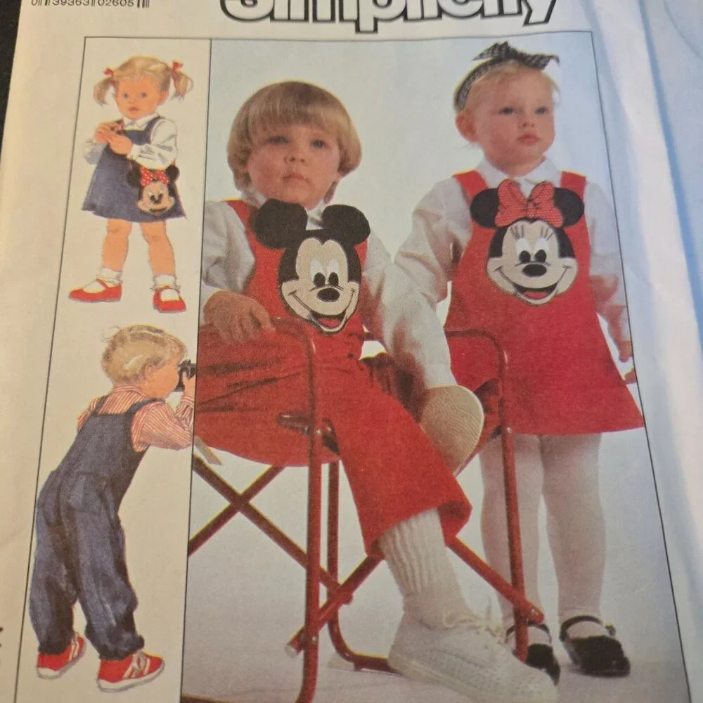 Simplicity 8263 Toddler shirt overalls jumper Mickey Minnie Mouse CUT Size 3
